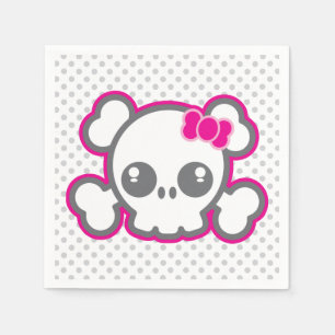 Kawaii Pink Ribbon Skull Napkins Servetten