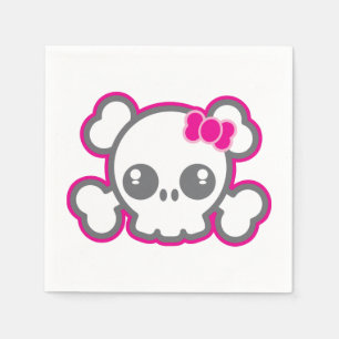 Kawaii Pink Ribbon Skull Napkins Servetten