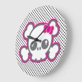 Kawaii Pink Ribbon Skull Wall klok (Hoek)