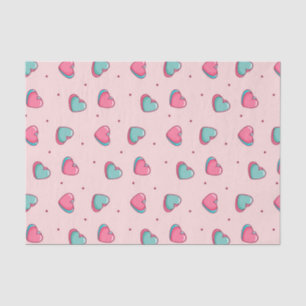Kawaii Pink Valentijnsdag Heart Doodle Pattern Tissuepapier