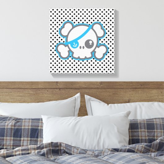 Kawaii Pirate Crâne Enveloppé Toile (Insitu(Chambre))