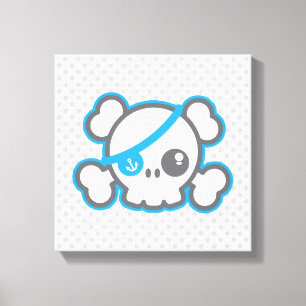 Kawaii Pirate Crâne Enveloppé Toile