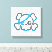 Kawaii Pirate Crâne Enveloppé Toile (Insitu (Plancher de Bois))