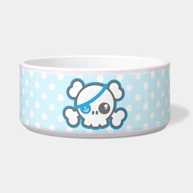 Kawaii Pirate Skull Dog Bowl Voerbakje (Voorkant)