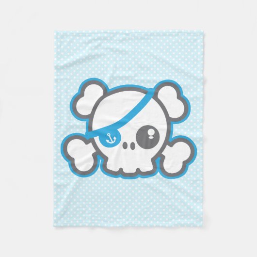 Kawaii Pirate Skull Fleece Blanket (Voorkant)