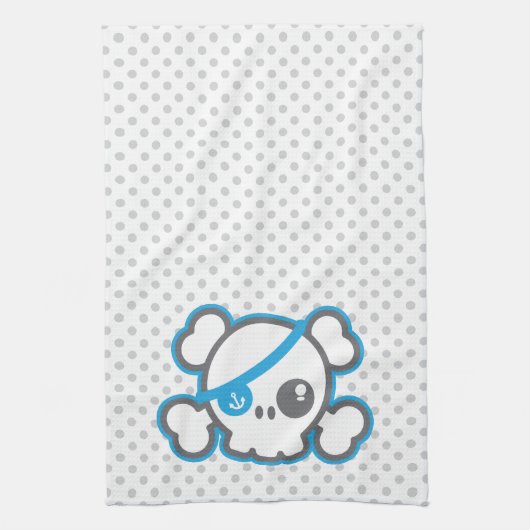 Kawaii Pirate Skull Kitchen Towel Theedoek (Verticaal)