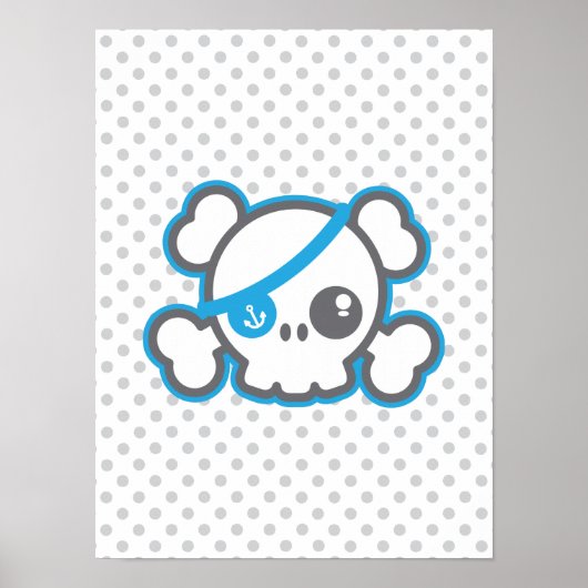 Kawaii Pirate Skull Poster Print (Voorkant)