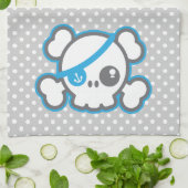 Kawaii Pirate Skull Serviette de cuisine (Plié)