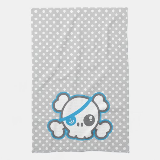 Kawaii Pirate Skull Serviette de cuisine (Vertical)