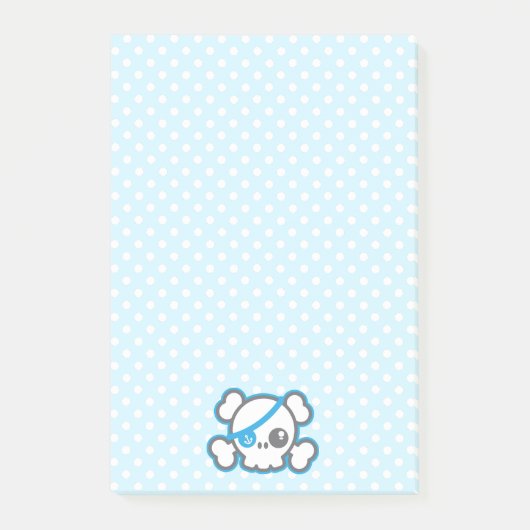 Kawaii Pirate Skull Sticky Note Cards (Voorkant)