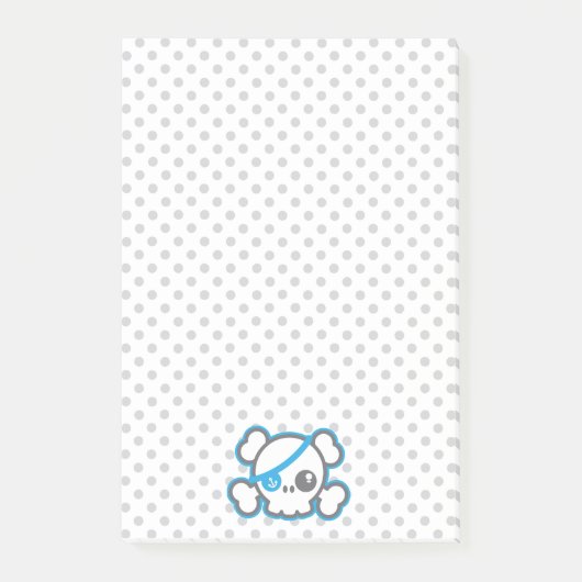 Kawaii Pirate Skull Sticky Note Cards (Voorkant)