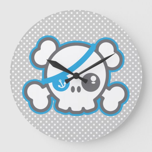 Kawaii Pirate Skull Wall klok (Voorkant)