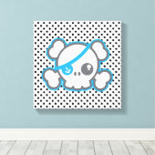 Kawaii Pirate Skull Wrapped Canvas (Insitu (Houten vloer))