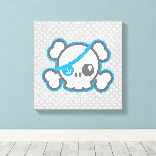 Kawaii Pirate Skull Wrapped Canvas (Insitu (Houten vloer))