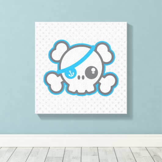 Kawaii Pirate Skull Wrapped Canvas (Insitu (Houten vloer))