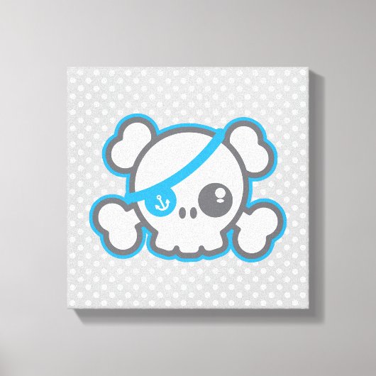 Kawaii Pirate Skull Wrapped Canvas Afdruk (Voorkant)