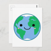 Kawaii Planet Earth Briefkaart (Voorkant / Achterkant)