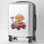 Kawaii poedel in speelgoed auto sticker (Koffer)