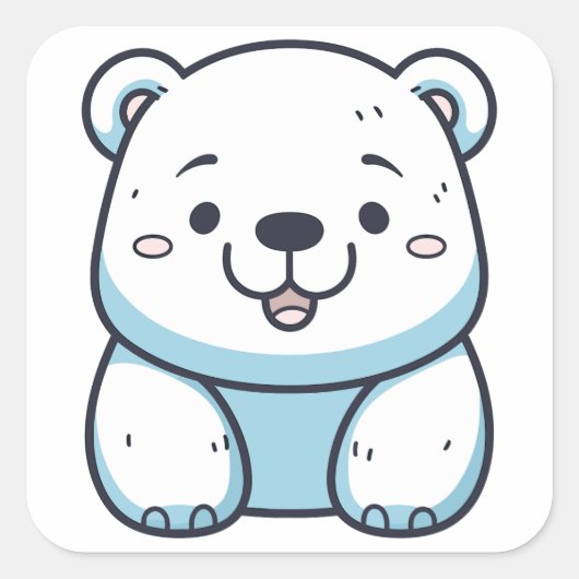 Kawaii Polar Beer Grafisch ontwerp Vierkante Sticker (Voorkant)