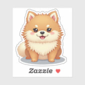 Kawaii Pomeranian, charmante Bow-Wow, klein Sticker (Vel)
