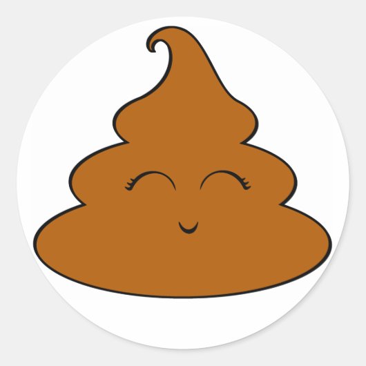 Kawaii Poo Poo Ronde Sticker (Voorkant)