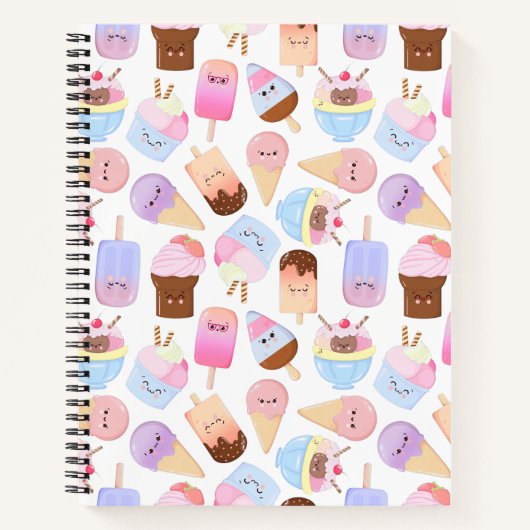 Kawaii Popsicle Pattern Schattige handgetekende Ic Notitieboek (Voorkant)