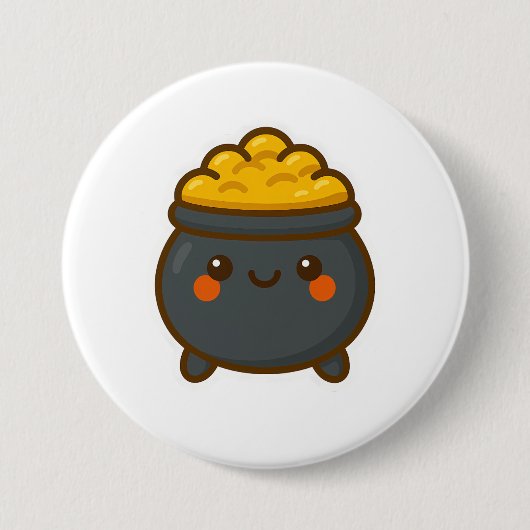 Kawaii Pot of Gold Ronde Button 7,6 Cm (Voorkant)