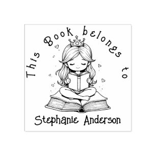 Kawaii Prinses boek lezen Crown Hearts Library Rubberstempel