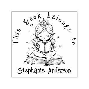 Kawaii Prinses boek lezen Crown Hearts Library Zelfinktende Stempel