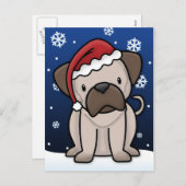 Kawaii Pug Christmas Briefkaart (Voorkant / Achterkant)