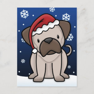 Kawaii Pug Christmas Briefkaart