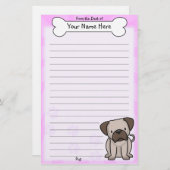 Kawaii Pug Stationery Briefpapier (Voorkant / Achterkant)