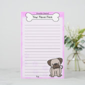 Kawaii Pug Stationery Briefpapier (Staand voorkant)