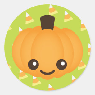 Kawaii Pumpkin Ronde Sticker