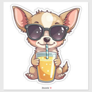Kawaii Pup Drink sap Sticker