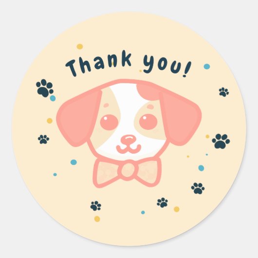 Kawaii puppy dank u ronde sticker (Voorkant)