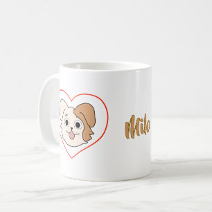 Kawaii puppy hond hart mok - cadeau voor hondenlie