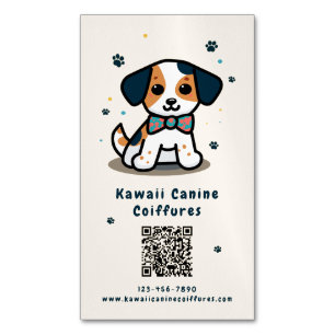 Kawaii puppy qr code hondenverzorging magnetisch visitekaartje