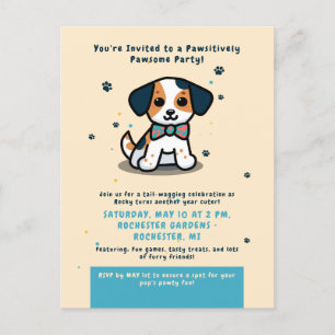 Kawaii puppy verjaardagsuitnodiging briefkaart