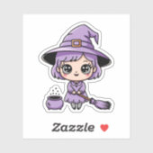 Kawaii Purple Witch Halloween Sticker (Vel)