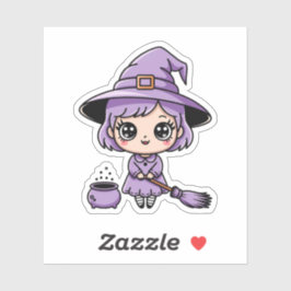 Kawaii Purple Witch Halloween Sticker