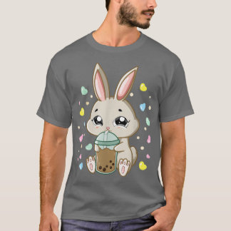 Kawaii Rabbit Bunny Drink Boba Tea met Boba Pe T-shirt