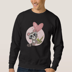 Kawaii Raccoon met ballon voor Valentijnsdag Trui