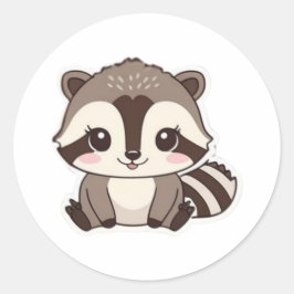 Kawaii Raccoon Ronde Sticker