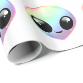 Kawaii Rainbow Alien Cadeaupapier (Rol Hoek)