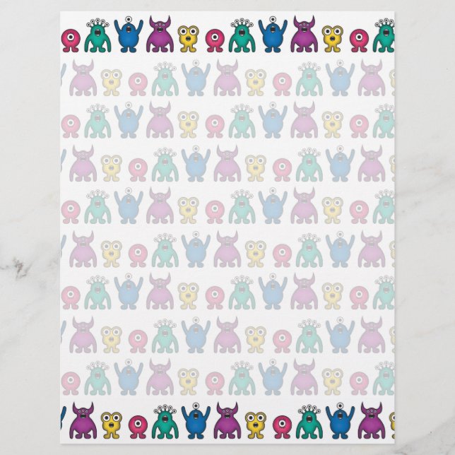 Kawaii Rainbow Alien Monsters Pattern (Voorkant)