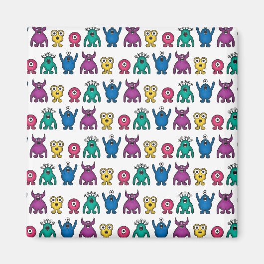 Kawaii Rainbow Alien Monsters Pattern Magneet (Voorkant)