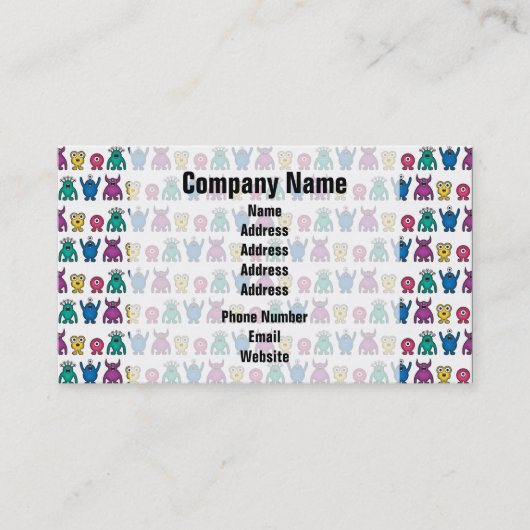 Kawaii Rainbow Alien Monsters Pattern Visitekaartje (Voorkant)