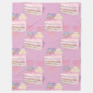 Kawaii Rainbow Cake Pattern – Pastel Paarse Fleece Deken