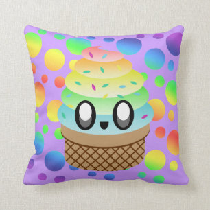 Kawaii Rainbow Ice Cream Cone Kussen